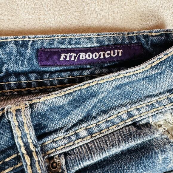 Vigoss Jeans Women's 11 Blue Fit Bootcut Mid Rise Distressed Medium Wash Stretch - Picture 7 of 14